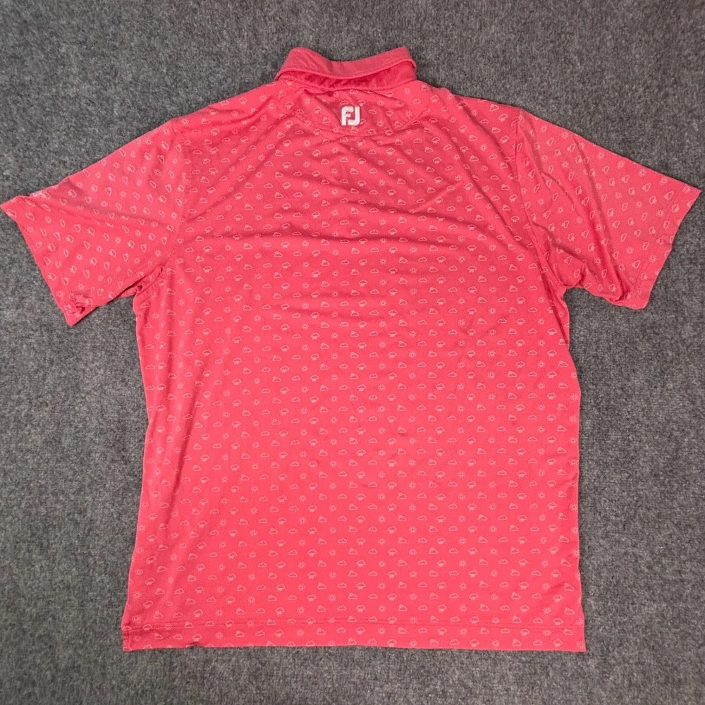 FootJoy Mens XL Pink Could Pattern Golf Polo Lake Winnipesaukee Golf Club Shirt